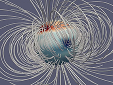 Still from an animation illustrates Jupiter's magnetic field