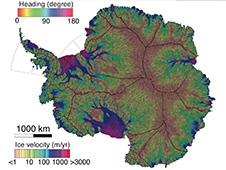 NASA/UC Irvine map of ice velocity in Antarctica