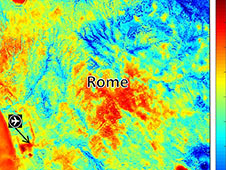 These maps of four European cities show ECOSTRESS surface temperature images