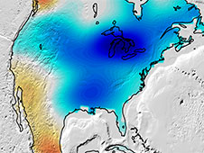 Map of North America showing flooding