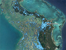 NASA's ARIA team used satellite data acquired on Sept. 2, 2019, to map flooding in the Bahamas in the wake of Hurricane Dorian.