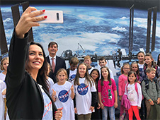 RuÅ¾i?i? snaps a selfie of the ambassador with local school children.