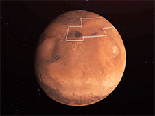 The annotated area of Mars in this illustration holds near-surface water ice
