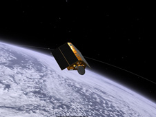 Screenshot of Sentinel-6 as it appears on NASA's Eyes visualization tool