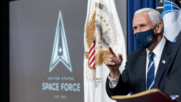 Vice President Mike Pence arrives for a ceremony to commemorate the first birthday of the U.S. Space Force on Friday. Members of the branch will be called "guardians."