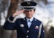 Airman 1st Class Tiffany Rios, Mile High Honor Guard ceremonial guardsman, renders a salute after placing a wreath on a veteran’s grave at the Wreaths Across America (WAA) event at Fairmount Cemetery in Denver, Dec. 14, 2019.