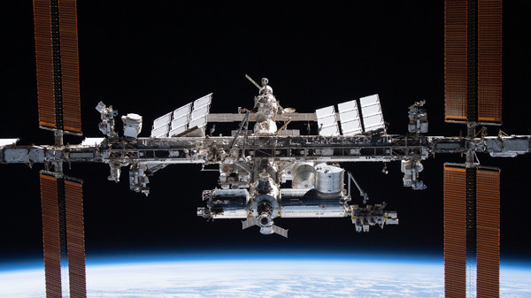 The International Space Station is pictured from the SpaceX Crew Dragon Endeavour on Nov. 8, 2021. On Monday, the ISS had to fire its thrusters to avoid space junk.