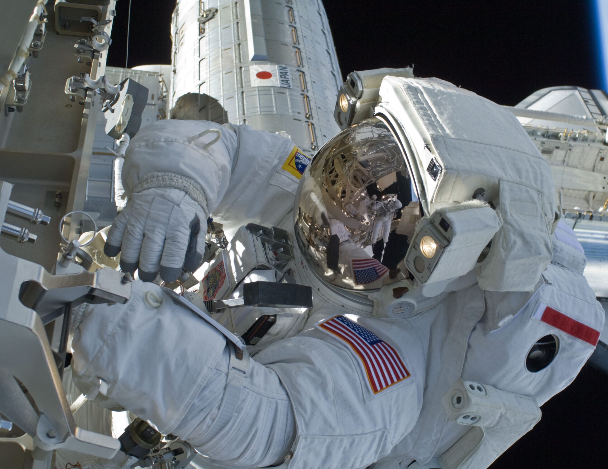 NASA astronaut Joseph M. Acaba during the third STS-119 spacewalk