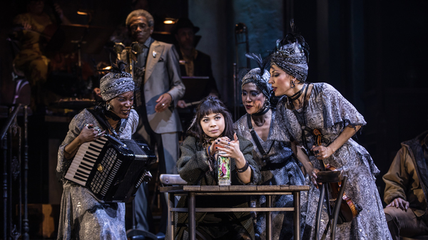 Hadestown was nominated for 14 Tony Awards, including one for best musical and another for best leading actress in a musical (Eva Noblezada, center). The awards ceremony is scheduled for June 9.