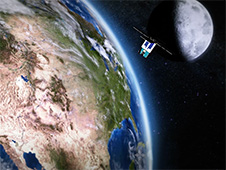 Artist's concept of Orbital Test Bed satellite flying over Earth