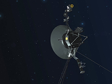 An artist concept depicting one of the twin Voyager spacecraft.