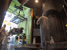 Move of the Mars 2020 rover into a large vacuum chamber for testing