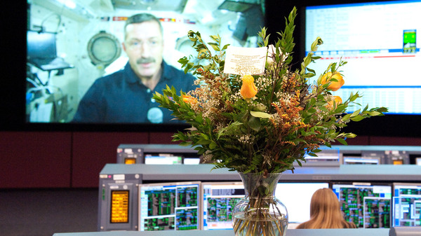 Before each mission with NASA astronauts, the Shelton family sends a bouquet of roses to the Mission Control Center at the Johnson Space Center in Houston.