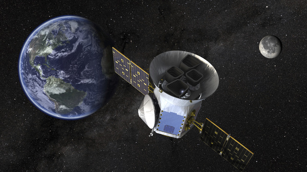 This image made available by NASA shows an illustration of the Transiting Exoplanet Survey Satellite (TESS).