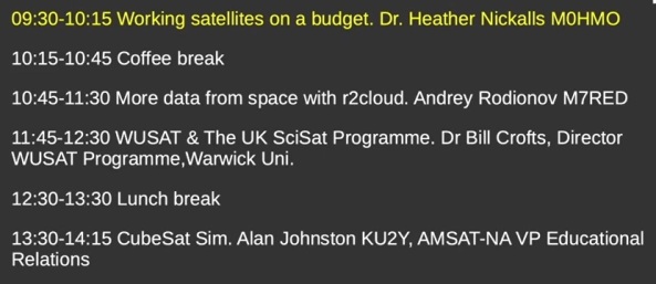 2022 AMSAT-UK Colloquium Sunday Schedule